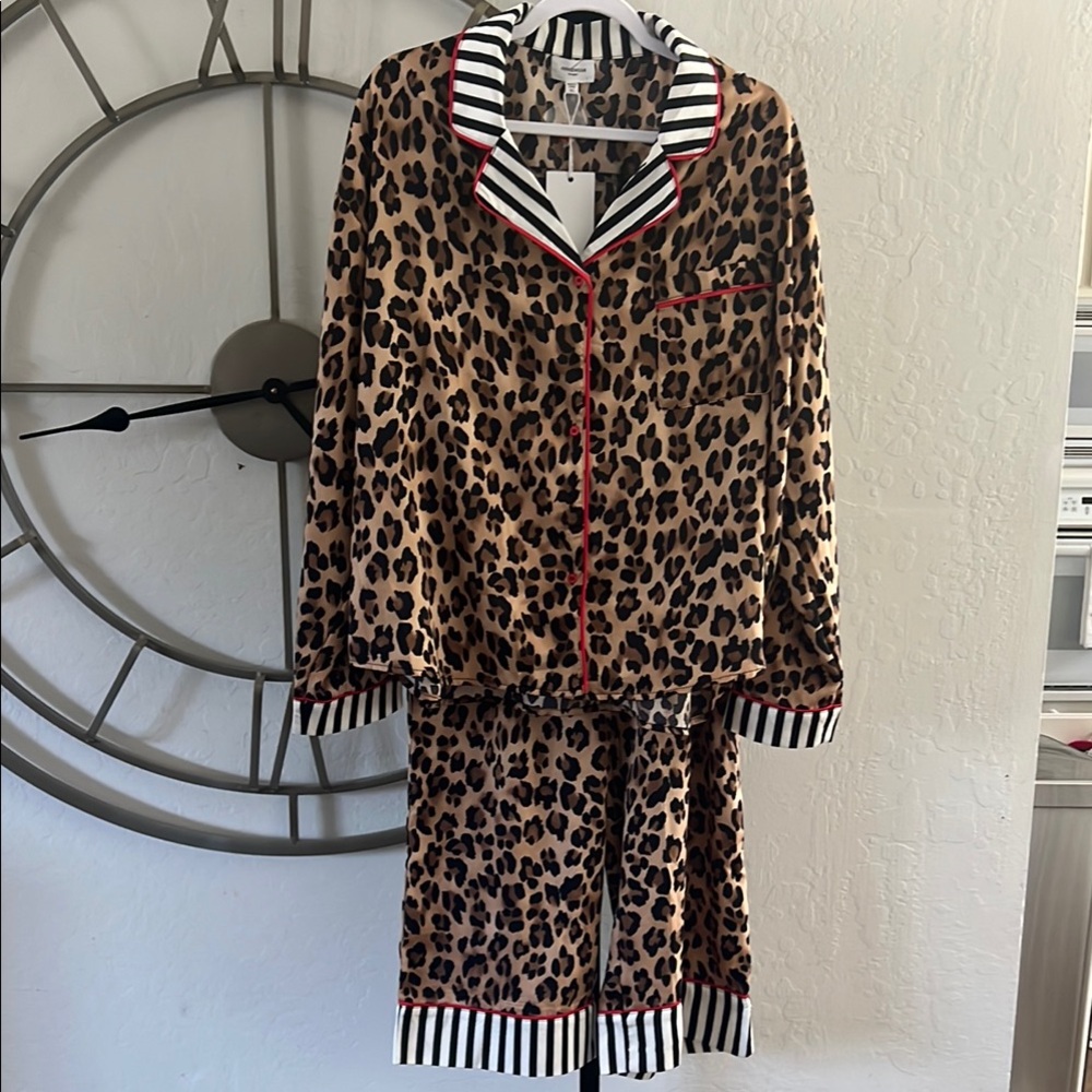 Brown and Black Leopard Print Pajama Set
